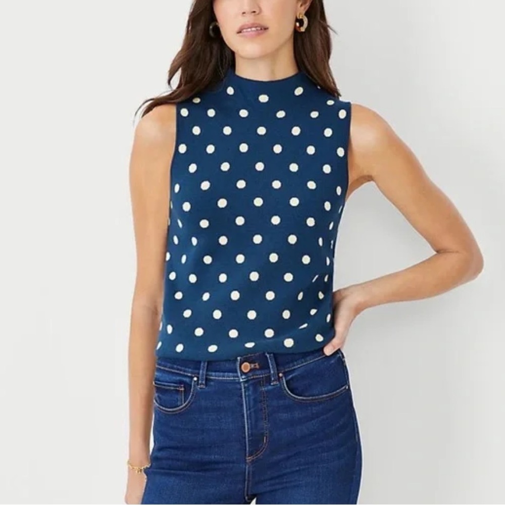 Ann Taylor Dotted Mock Neck Sweater